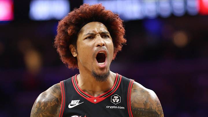 Feb 26, 2026; Philadelphia, Pennsylvania, USA; Philadelphia 76ers guard Kelly Oubre Jr. (9) reacts after a Miami Heat score during the second quarter at Xfinity Mobile Arena. Mandatory Credit: Bill Streicher-Imagn Images