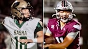 Basha's Jake Rogers (18) and Hamilton's Daniel Vaita (11) have led their respective teams to the Open Semifinals this weekend after both lost their starting quarterbacks in the regular season.