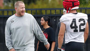 Georgia Co-Defensive Glenn Schumann at the first day fall football camp 