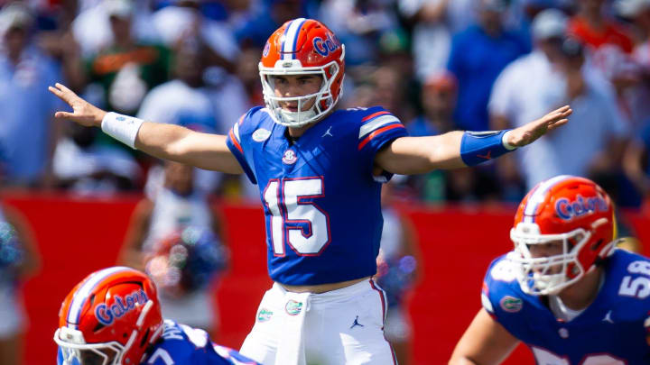 Florida Gators quarterback Graham Mertz left the game against Miami with an injury.