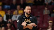 Minnesota head coach Ben Johnson looks on during the second half against Omaha at Williams Arena in Minneapolis on Nov. 9, 2024.