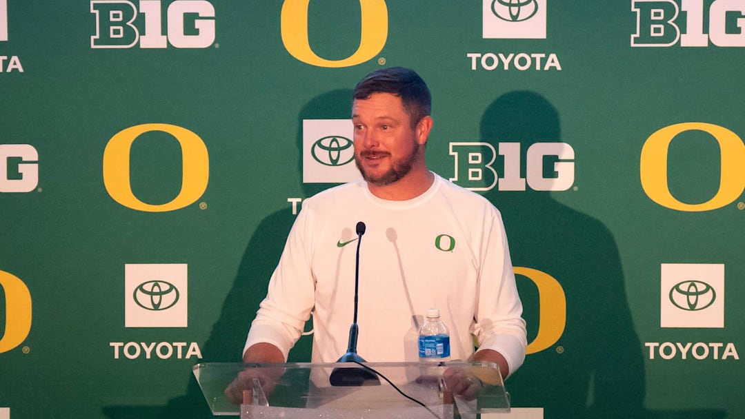 Oregon coach Dan Lanning speaks during Oregon football’s Media Day on July 28, 2025, at Autzen Stadium in Eugene. Oregon coach Dan Lanning speaks during Oregon football’s Media Day on July 28, 2025, at Autzen Stadium in Eugene.