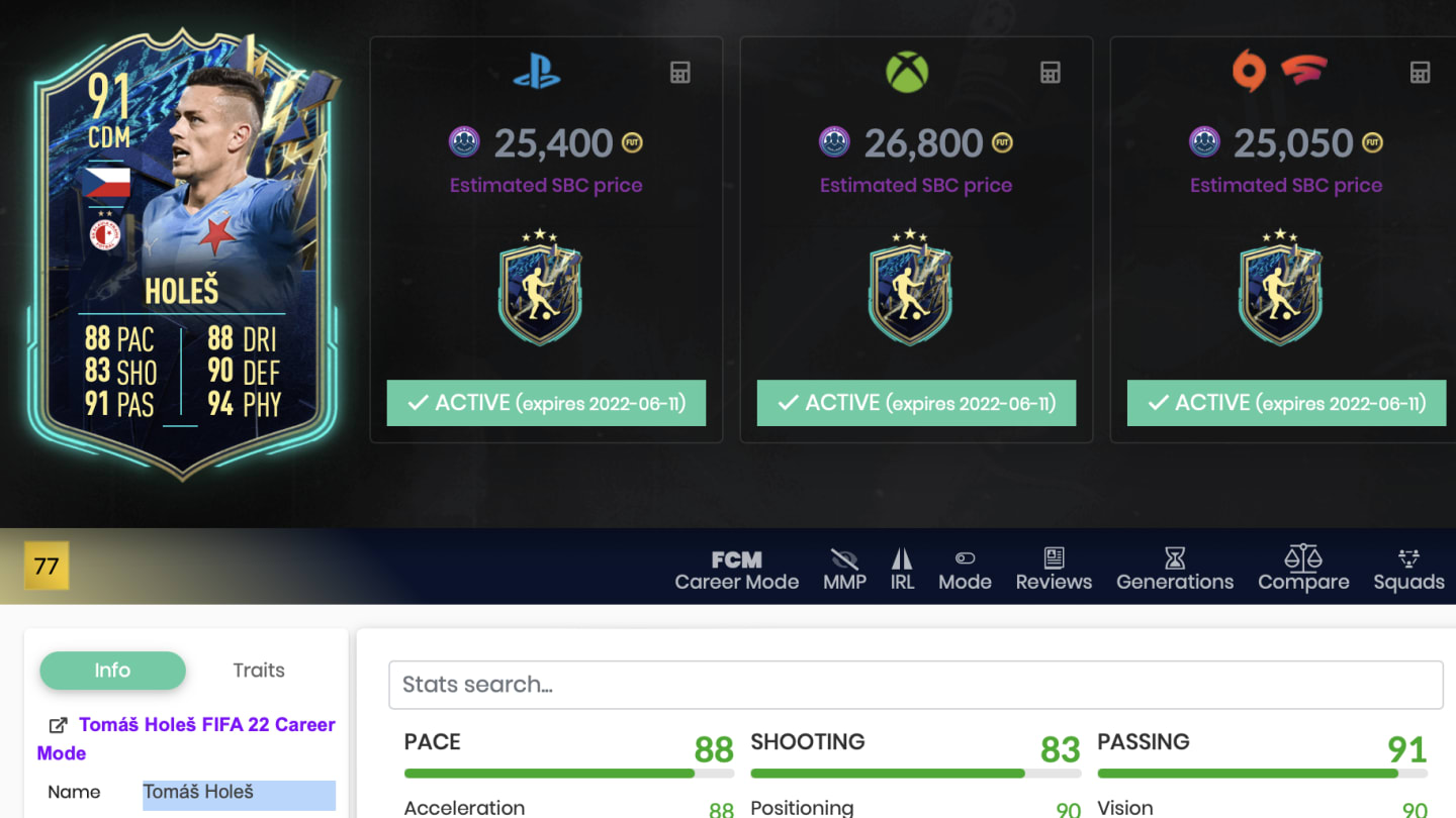 How to complete Tomáš Holeš TOTS SBC in FIFA 22