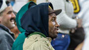 Apr 14, 2025; San Diego, California, USA; LA Clippers forward Kawhi Leonard watches the game between the San Diego Padres and Chicago Cubs at Petco Park. Mandatory Credit: David Frerker-Imagn Images
