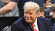 Mar 22, 2025; Philadelphia, PA, USA; President Donald Trump during the Division I Men's Wrestling Championship held at Wells Fargo Center.