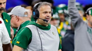 Jan 1, 2020; New Orleans, Louisiana, USA;  Baylor Bears head coach Matt Rhule looks on against Georgia Bulldogs in the first quarter at Mercedes-Benz Superdome.