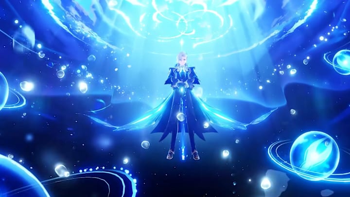 Genshin Impact screenshot of Neuvillette.