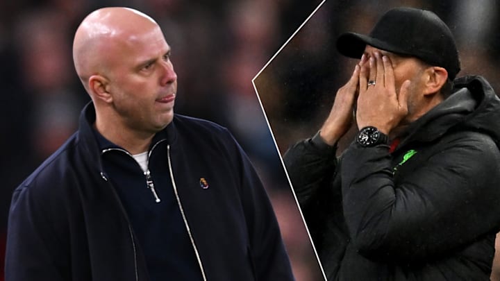 Arne Slot (left) called upon Jürgen Klopp’s past experience.