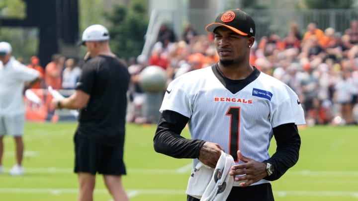 Bengals Ja'Marr Chase during the first day of Bengals training camp on Wednesday July 24, 2024.