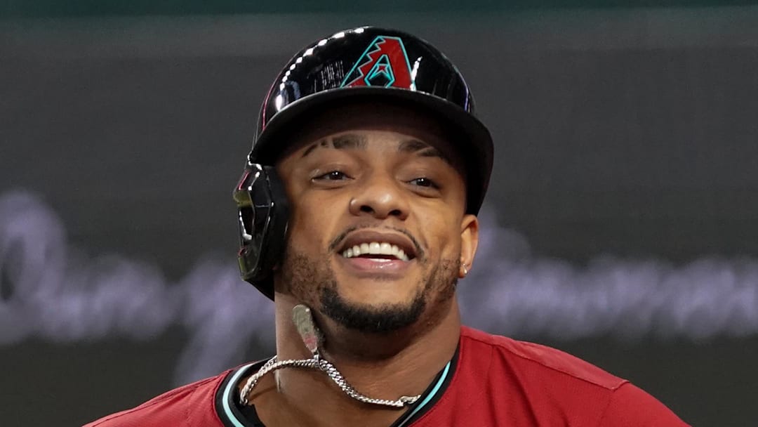 Arizona Diamondbacks second baseman Ketel Marte runs after hitting a three-run home run against the Texas Rangers on Aug. 13 at Globe Life Field.