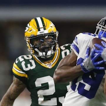 Amari Cooper beats Jaire Alexander for a touchdown during a 2019 game between the Packers and Cowboys in 2019.