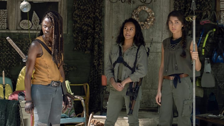 Danai Gurira as Michonne, Sydney Park as Cyndie, Avianna Mynhier as Rachel - The Walking Dead season 10