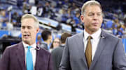 ESPN/ABC Monday Night Football commentators Joe Buck, left, and Troy Aikman.