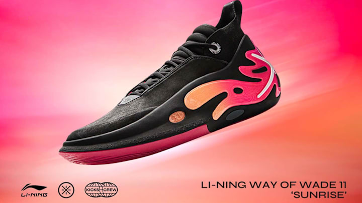 Dwyane Wade 11th signature sneaker in Sunrise colorway showing premium design