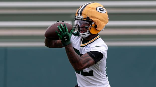 Matthew Golden playing for the Green bay Packer