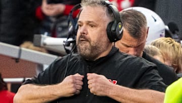 Nebraska Cornhuskers head coach Matt Rhule coaches against the Wisconsin Badgers