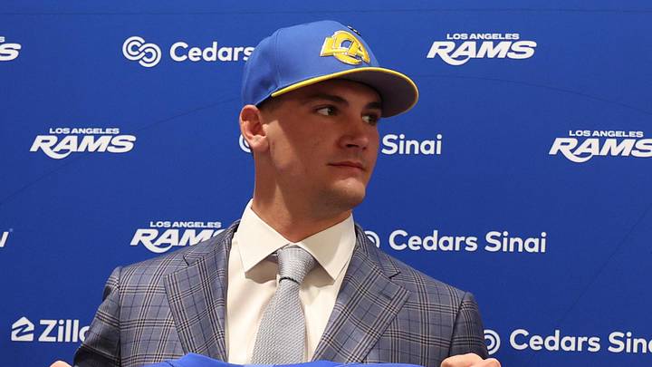 Los Angeles Rams first-round draft pick Ty Simpson. Mandatory Credit: Kiyoshi Mio-Imagn Images