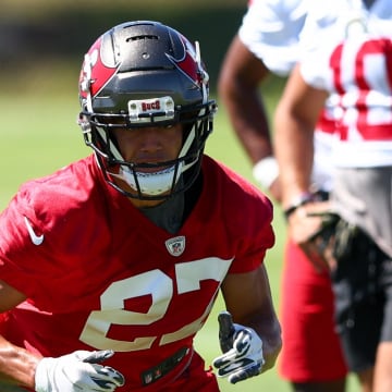 May 31, 2022; Tampa, FL, USA;  Tampa Bay Buccaneers cornerback Zyon McCollum (27) participates in organized team activities at AdventHealth Training Center Mandatory Credit: Nathan Ray Seebeck-USA TODAY Sports