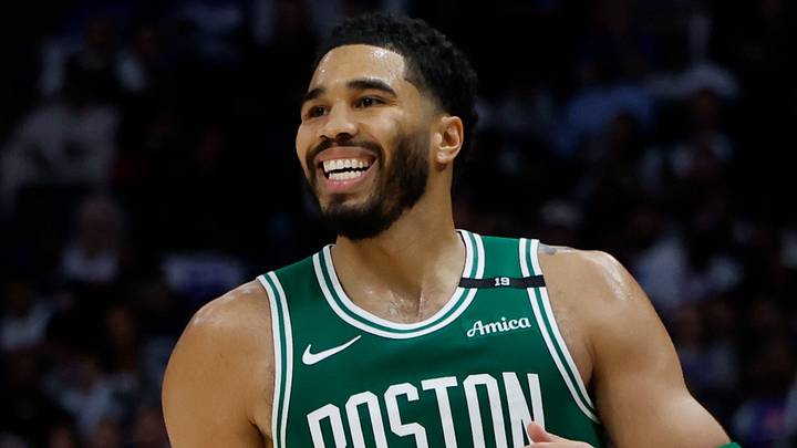 Oct 20, 2026; Detroit, Michigan, USA;  Boston Celtics forward-guard Jayson Tatum (0) reacts during the second half against the Detroit Pistons at Little Caesars Arena.  Mandatory Credit: Rick Osentoski-Imagn Images