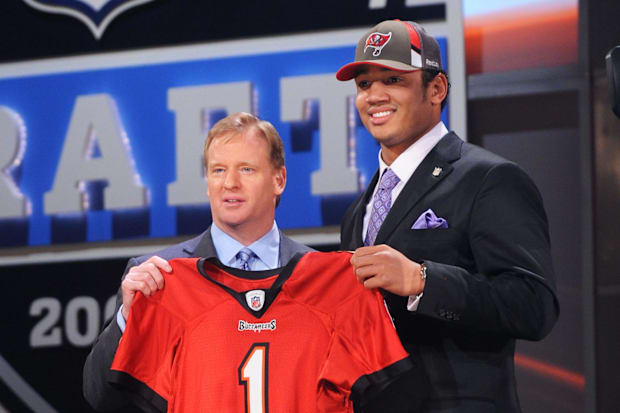 NFL commissioner Roger Goodell introduces quarterback Josh Freeman (Kansas State).