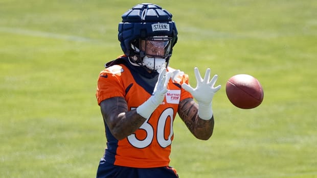 Denver Broncos safety Caden Sterns (30) during training camp at Centura Health Training Center. 