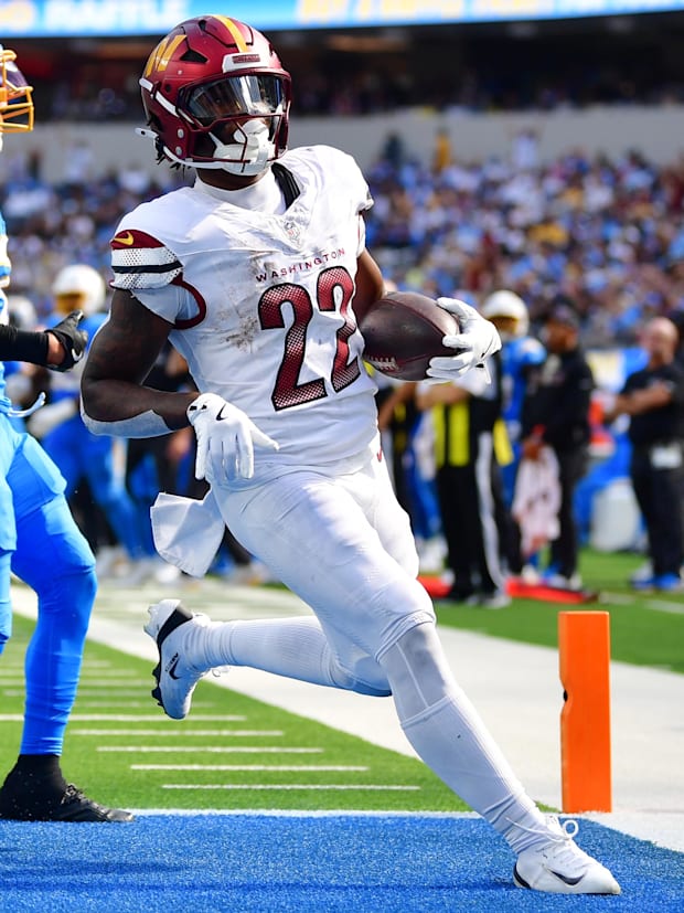 Washington Commanders running back Jacory Croskey-Merritt (22)