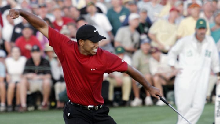Tiger Woods during the final round of the 2005 Masters at Augusta National Golf Club