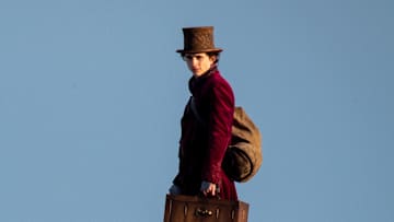 Timothée Chalamet durante el rodaje de algunas escenas de la nueva película Wonka 