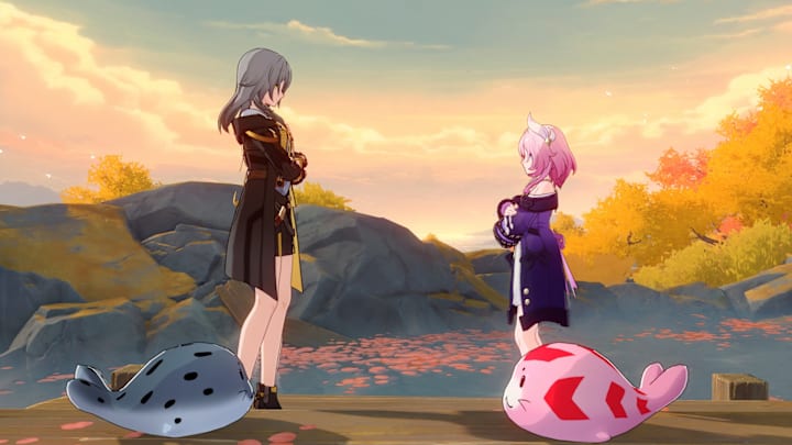 Honkai: Star Rail Trailblazer and Cyrene getting ready to duel.