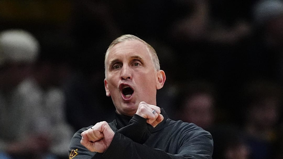 Feb 7, 2026; Boulder, Colorado, USA; Arizona State Sun Devils head coach Bobby Hurley during the first half against the Colorado Buffaloes at the CU Events Center. Mandatory Credit: Ron Chenoy-Imagn Images