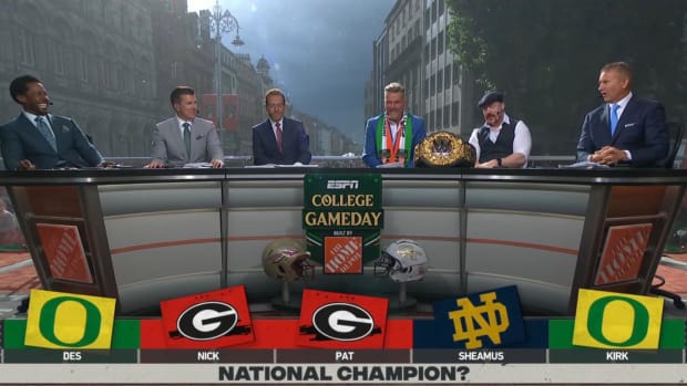 College Gameday Hosts Desmond Howard, Kirk Herbstreit, Nick Saban, and Pat McAfee give their thoughts on the College Football