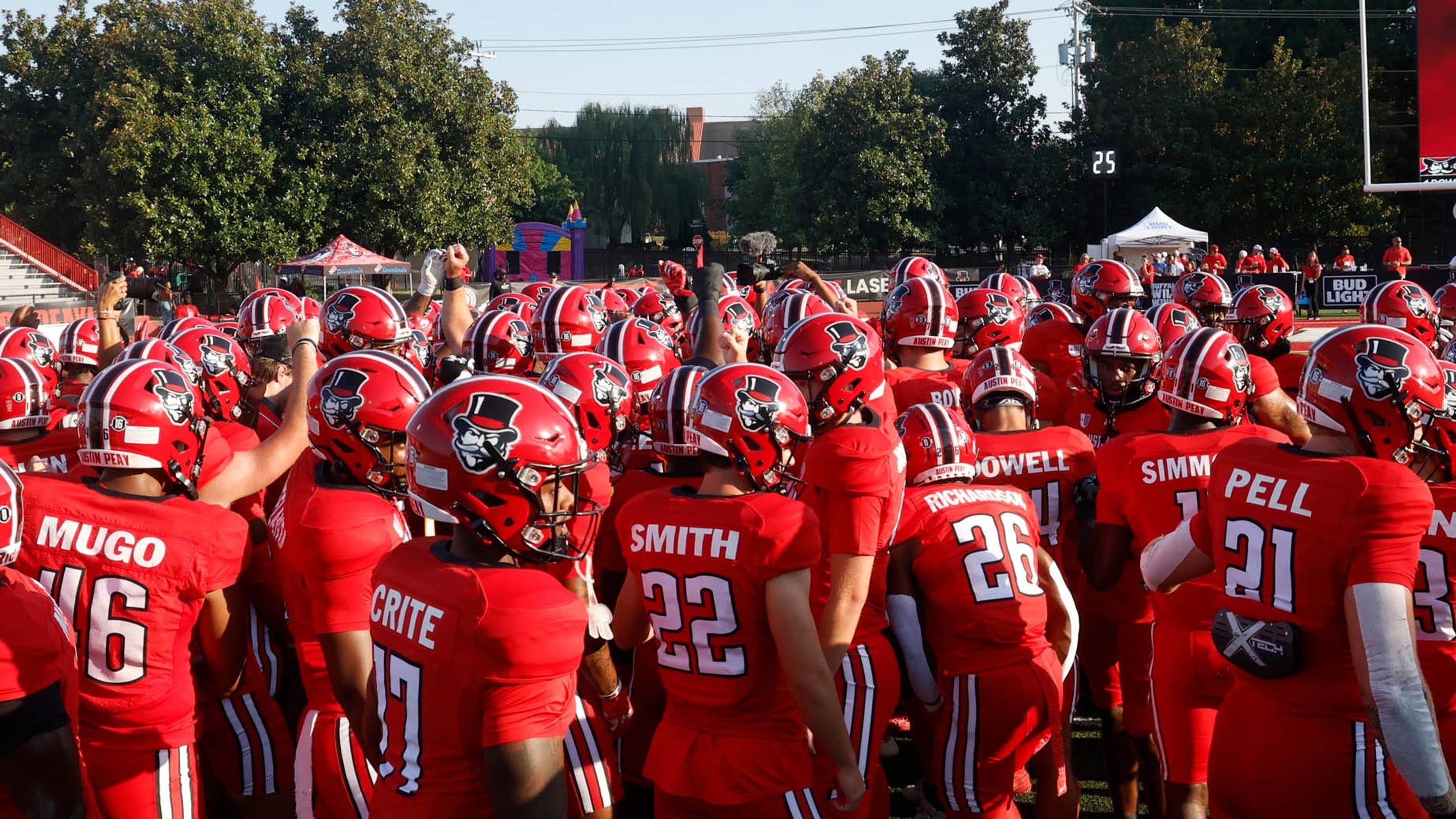 The No. 22-ranked Austin Peay football team defeated Morehead State, 56-7, in its 2025 home opener at Fortera Stadium in Clarksville, Tennessee. Photos by Robert Smith | APSU Athletics