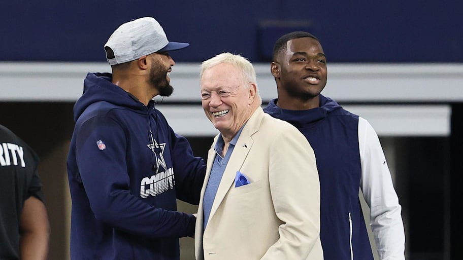 Cowboys owner Jerry Jones has kept the team in the headlines this offseason, as a contentious negotiation with Micah Parsons overlaps with the release of a Netflix documentary about the franchise.  | Matthew Emmons-Imagn Images