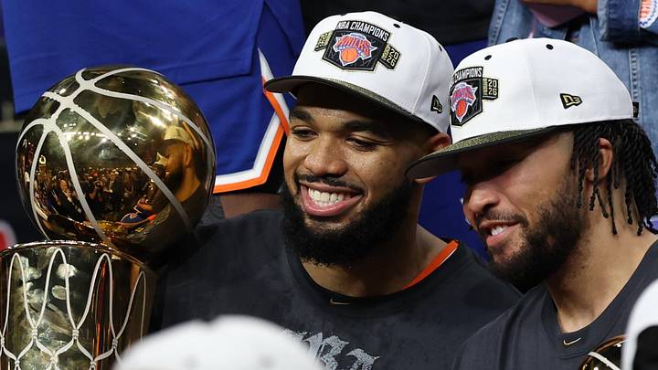 New York Knicks center Karl-Anthony Towns and guard Jalen Brunson