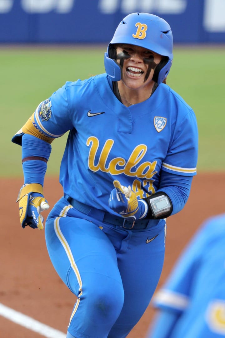 UCLA softball and baseball have the B logo on their helmets.