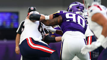 New England Patriots center Garrett. Bradbury and Minnesota Vikings DL Tyrion Ingram-Dawkins