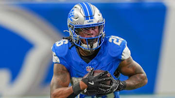 Lions running back Jahmyr Gibbs accounted for 74 yards and a touchdown in Detroit’s overtime win against the Rams.