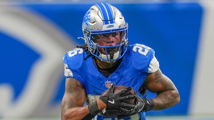 Lions running back Jahmyr Gibbs accounted for 74 yards and a touchdown in Detroit’s overtime win against the Rams.