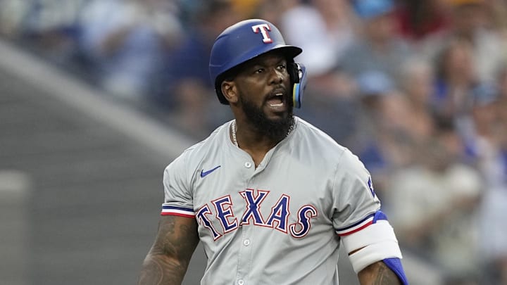 Texas Rangers right fielder Adolis García (53) 