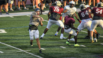 South Carolina football quarterback commitment Cutter Woods during a preseason scrimmage with his Westside High School team