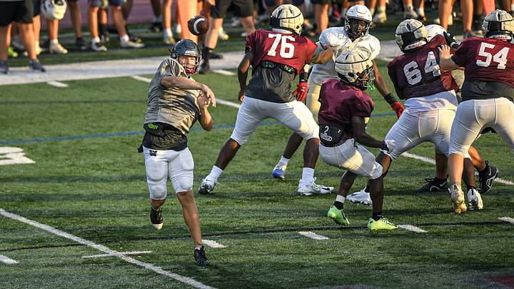 South Carolina football quarterback commitment Cutter Woods during a preseason scrimmage with his Westside High School team