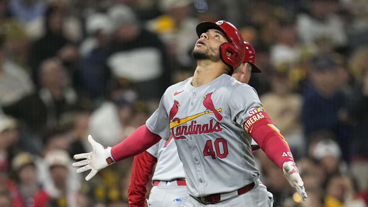 Apr 2, 2024; San Diego, California, USA; St. Louis Cardinals catcher Willson Contreras (40) rounds the bases after his home run against the San Diego Padres during the sixth inning at Petco Park. Mandatory Credit: Ray Acevedo-USA TODAY Sports