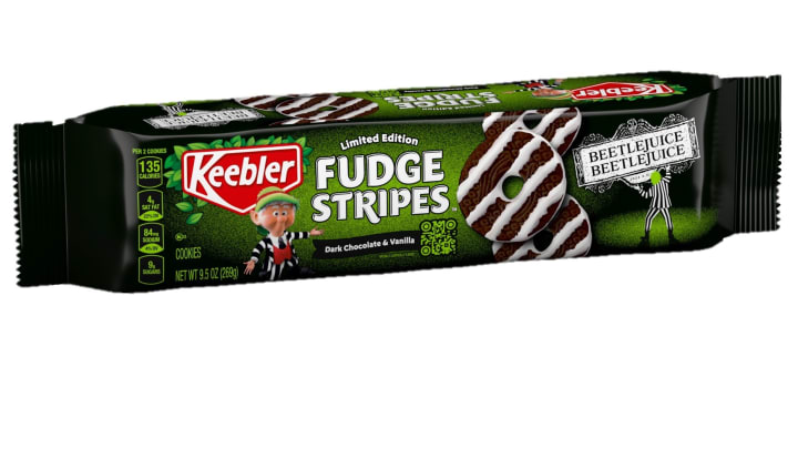 Beetlejuice Beetlejuice” Dark Chocolate & Vanilla Fudge Stripes Image. Image Credit to Keebler. 