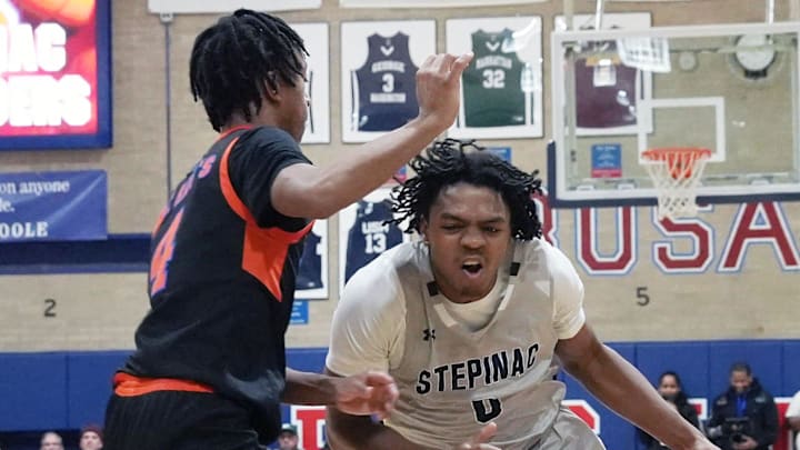 Archbishop Stepinac got several big performances in its victory at the National Hoophall Classic, including Danny Carbuccia (0) who scored his 1,000th point in the contest. Archbishop Stepinac got several big performances in its victory at the National Hoophall Classic, including Danny Carbuccia (0) who scored his 1,000th point in the contest.