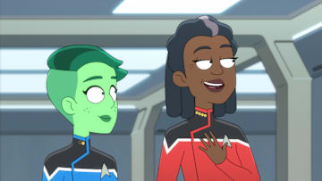 L-R: Noël Wells as D'Vana Tendi and Dawnn Lewis as Captain Carol Freeman in Star Trek: Lower Decks streaming on Paramount+, 2024. Photo Credit: Paramount+