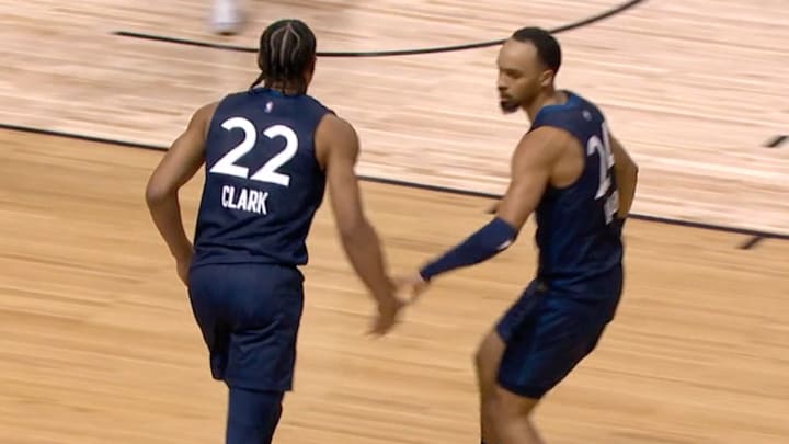 Jaylen Clark and Amari Bailey playing for the Timberwolves in the NBA Summer League on Tuesday. Jaylen Clark and Amari Bailey playing for the Timberwolves in the NBA Summer League on Tuesday.