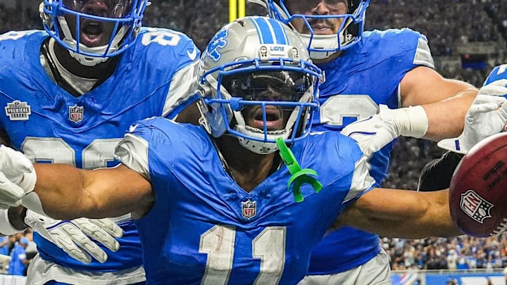 Detroit Lions punt returner Kalif Raymond (11). Detroit Lions punt returner Kalif Raymond (11).