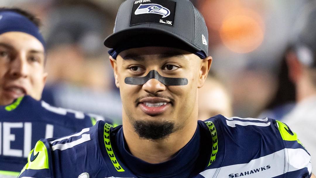 Seattle Seahawks wide receiver Jaxon Smith-Njigba during Super Bowl LX