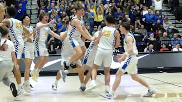 Barlow celebrates its first OSAA Class 6A boys basketball state championship Saturday night.