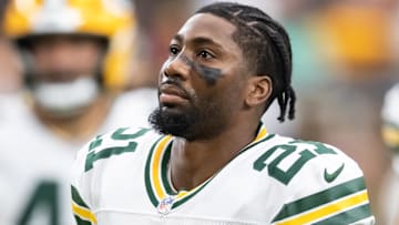 Oct 19, 2025; Glendale, Arizona, USA; Green Bay Packers cornerback Nate Hobbs (21) against the Arizona Cardinals at State Farm Stadium.